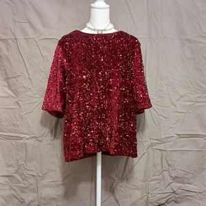 Nicole Burgundy Sequin Blouse